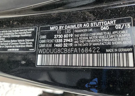 2015 Mercedes-Benz S 550 из США, поврежденный, VIN WDDUG8CB6FA168422